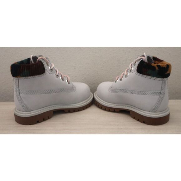 Timberland Kids Sz 5.5M Light Gray Nubuck w/Camo Premium 6" Waterproof Boots - Picture 9 of 12
